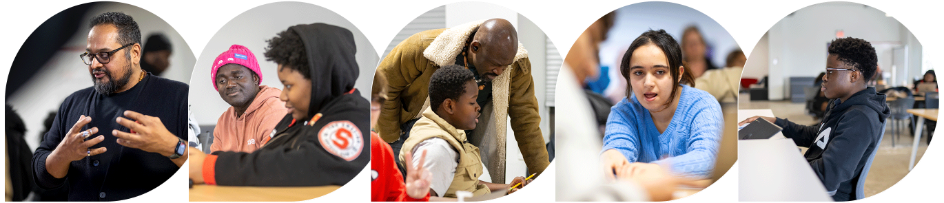 Collage of dae instructors and students in classroom